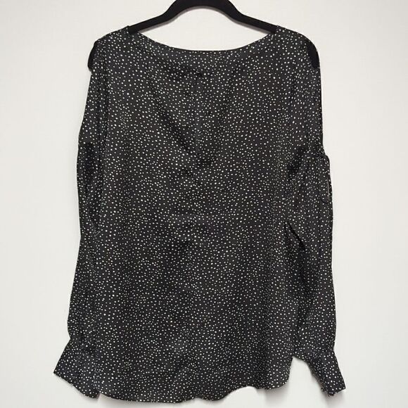 Lane Bryant Black and White Cold Shoulder Blouse - Picture 4 of 7